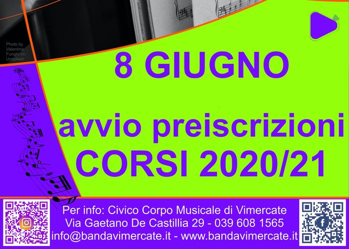 Preiscrizioni corsi 2020-2021